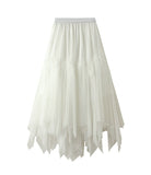 Half-Dress Autumn And Winter Girl Long A-Shaped Skirt Pong Dress Dress Dress Net Yarn Fresh Irregular 100-Fold Skirt 8350