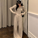 Net Red Wind Thin Age To Reduce The Age Of Fashionable Casual Suit Women's Spring And Autumn Hooded Body Broad Leg Pants Loose Two Sets