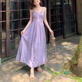 Dopamine Beauty Purple Sling Dress Women Summer 520 Dating Islandside Vacation Waist Beach Skirt