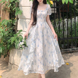 Large-Size French Gentle Fairy Floral Collar Dress Women Summer Fat Mm Waist Thin Temperament Elegant Dress