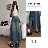 High Waist After The Fork Cowboy Dress Girl Spring And Autumn Summer 2025 New Thin A Word Big Swing Long Skirt