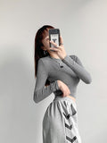 Simple Body Solid Color Set Bottom Shirt Women's Spring And Autumn Round Collar Long-Sleeved T-Shirt