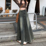 Vintage Cowboy Half-Dress Woman Autumn New High-Rise Thin Long A-Word Bag Hip Fishtail Big Swing Skirt
