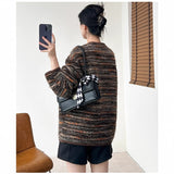 Curry Light Luxury Stripes Gradually Change Small Fragrant Wind Coat Women's Autumn 2025 New Atmosphere Chic Top