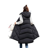 Long-Style Women's Cotton Vest Women's Autumn And Winter Long Korean Version Of The Hooded Down Cotton Vest Large Size Thick Shoulder Coat Winter