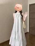 Seaside Holiday Wind Hanging Neck Sling Dress Women Summer High-Grade Temperament A-Shaped Skirt