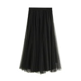 New Long Yarn Skirt Half Dress Girl Autumn And Winter High Waist Long Net Yarn Skirt 100 Folding Skirt A Skirt Fairy Dress 8859