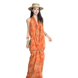 High-Level Printing Hanging Neck Thin Dress Niche High-End Design Lazy Woman Summer Holiday Dress Beach Dress