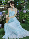 Small-Sized Design High-End Tea Break French Chic Beauty Small Fragrant Wind Seaside Holiday Yellow Hanging Neck Dress