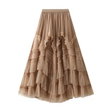 French Half-Dress Summer 2025 New Irregular Mesh Dress With Thin High Waist Fluffy Cake Skirt D2507