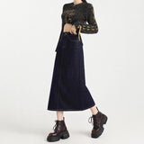 Denning Blue Half-Dressed Cowboy Dress In Autumn New 2025 High-Rise Thin Open Fork High-End Feeling Over-Bowed Skirt
