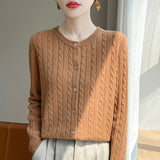 Wool Blended 2026 Autumn And Winter New Women's Round Collar Collar Hooded Small Knitted Open-Flowered Knitted Jersey Coat