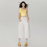 Vintage Loose Broad Legs Hanging Seven-Point Pants 2025 Spring And Summer New Thin Straight Jeans Women