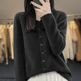 Line Ready-Wear 100% Pure Wool 2026 Autumn And Winter New Women's Short Loose Knitted Open-Shirt Jacket Hooded