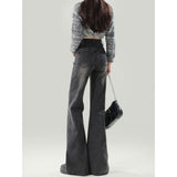 Black-Gray Micro-Horn Jeans Women 2025 Trend With New Autumn And Winter High Waist Thin Small Trumpet Pants