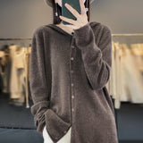 Line Ready-Wear 100% Pure Wool 2026 Autumn And Winter New Women's Short Loose Knitted Open-Shirt Jacket Hooded