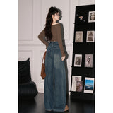 Dark Blue Wide-Legged Jeans Women 2025 Explosion Autumn And Winter Trend New High-Waist Loose Straight Pants