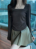 Small Design With Long-Sleeved T-Shirts For Women's Autumn New Retro Collar Blouse Hottie Set-Up Bottom Shirt