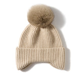 Cashmere 2026 Autumn And Winter New Women's High-End Solid Color Knitting Outdoor Warm Fashion Hairball Leisure Hat