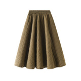 South Korea Dongdaemen 2025 Autumn New Loose Waist Ling Woven Cotton A Word Slimming Skirt Woman 8835