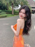 Summer Dopamine Holiday Suit Women Feel Sleeveless Tsets Two Sets Of Tie Design Small Dress