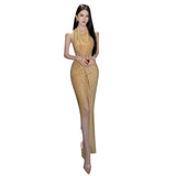 Pure Lust Sexy Collar Hanging Neck Dress Hottie Birthday Open Fork Skirt Island Holiday Dress Dress