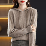 Wool Blended 2026 Autumn And Winter New Women's Loose Casual With Hat Jacket Solid Color Short Knitted Hoodie