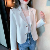 Small Short Casual Blazer Women's Spring And Autumn High-Grade French Temperament Slim Long Sleeve Suit Top