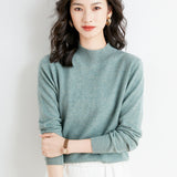 Wool Blended 2026 Autumn And Winter New Lady Loose Half-High-Neck Solid Color Short Jacket Sweater