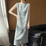 Silk Satin 2026 Summer New Women's V-Neck Long Dress In The Long Knee Heavy Industry Cut Sleeveless Dress