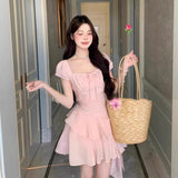 French Beautiful Beautiful Pink Dress Women's Dress 2025 Summer New Small Seaside Irregular Skirt