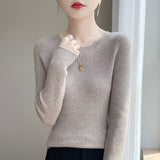 Line Ready-Upled Wool Blending 2026 Autumn And Winter New Women's Short Dress-Up Round Collar Pit Inside The Bottom Knitting Shirt