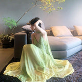 Seaside Holiday Wind Niche Chic Tie-Dye Dress Women Summer Green Fresh Temperament Dress Dress