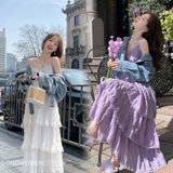 Purple French Suspension Dress Women's 2026 Summer New Tea Rest Orange Truss Small Thin Cake Skirtȹ