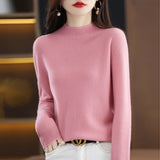 Wool Blending 2026 Autumn And Winter New Women's First-Line Ready-Up Seamless Half-High Collar Soft-Knitted Bottom Sweater