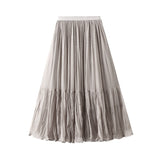 French Retro Folded Fairy Net Yarn Half-Dress Skirt Dress Autumn 2025 High-Rise Slim Long Skirt 8957