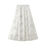 Net Yarn Embroidery Heavy Industry Half-Body Skirt Large-Size Dress 2025 Spring New A Word High-Waist Long Skirt 8692