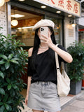2026 Summer Loose Lazy Wind Word Shoulder Short-Sleeved T-Shirt New Korean Version Of Hot Girl Casual Lame Shoulder Coat