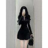 Pure Want To Collect Waist Folds Short Shirt Dress Women's Autumn 2025 New Polo To Receive Waist Reduction Umbrella Skirt