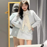 Autumn Small Fragrant Style Design Lace Coat Top Is Pure Want To Slim Half Skirt Two-Set Set