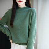 Line Ready-Upled Wool Blending 2026 Autumn And Winter New Women's Short Dress Half High-Neck Solid Color Bottom Top Knitting Shirt