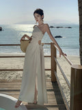 Sanya Seaside Holiday Dress 2026 New Summer White Sling Sling Temperament Slim Skinny Dress