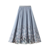 Printed Mesh Dress Half Dress Girl Spring And Summer 2025 New Broken Flower Yarn Skirt In The Long-Scared 100-Folded Skirt 8898