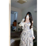 Chiffon Claming Dress Female Summer V Collar Waist Temperament Fairy Dress Sexy Pure Lust Dress