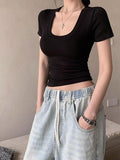 Sexy Hottie Careful Machine Dew Design Slimming With Short-Sleeved T-Shirt Women's New Top