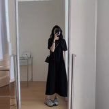 2027 Summer New Over-Knee Dress Fat MM Short-Sleeved T-Shirt Women Loose Thin Dormitory Casual Black Dress