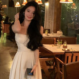 French Temperament White Dress Women 2026 Summer New Cross-Tie Strap Niche Slings To Straight Body Dress