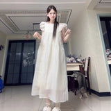 French Gentle Small Flying Sleeve Style Small Flying Sleeve Dress Temperament New Students Summer Sweet Loose Thin Dress