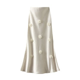 National Style Three-Dimensional Flower Long Skirt Summer New Set Of Thin Skirt Long Dress D9981