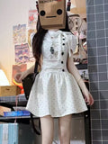 Korean Academy Storm Point Short-Sleeved White Dress 2026 Summer Design Feeling Unique Beautiful Thinch Small Skirt